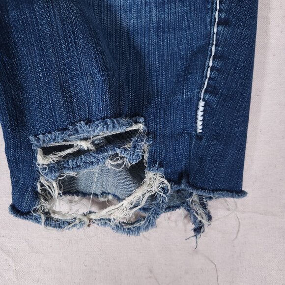 LA Idol USA Denim Shorts Juniors 13 Distressed Cutoff Raw Hem Thick Stitching - Picture 13 of 15